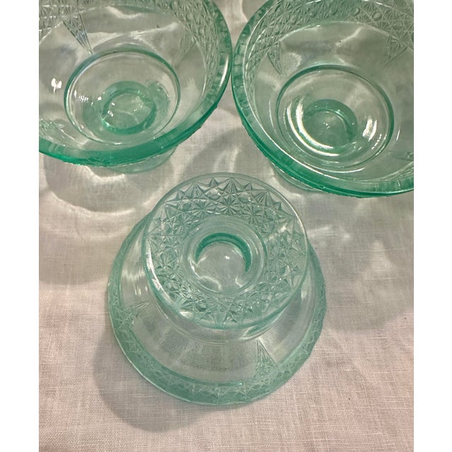 Glass Vintage Aqua Depression Glass Dessert Cups - Set of 8 For Sale - Image 7 of 8