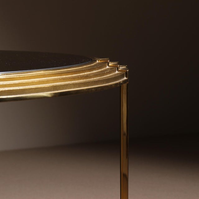 Metal Round Coffee Table in Brass and Smoked Glass, Netherlands, 1970s For Sale - Image 7 of 11