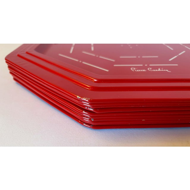 Red Pierre Cardin Set of 10 Octagonal Trays For Sale - Image 8 of 10