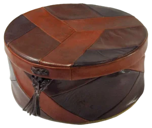 Art Deco Handmade Round Leather Collar Box, 1930s
