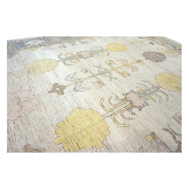 21st Century Turkish Oushak Wool 10x13 Ivory, Slate & Yellow Handmade Area Rug #1144125 For Sale - Image 12 of 15