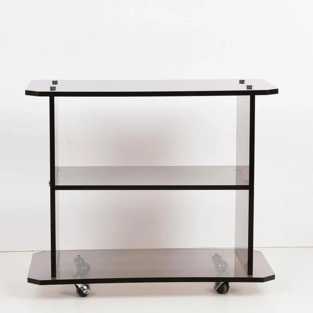 1980s Mid-Century Italian Smoked Acrylic Glass Serving Trolley, 1980s For Sale - Image 5 of 18