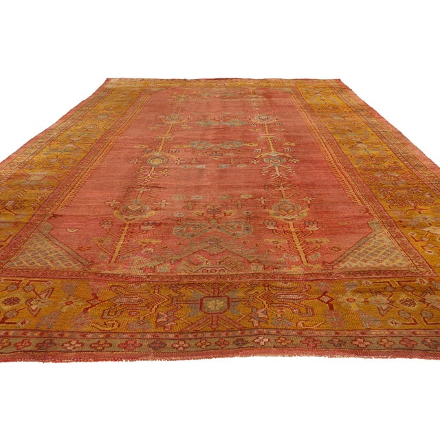 Traditional Late 19th Century Antique Turkish Oushak Rug - 09'03 X 15'04 For Sale - Image 3 of 10