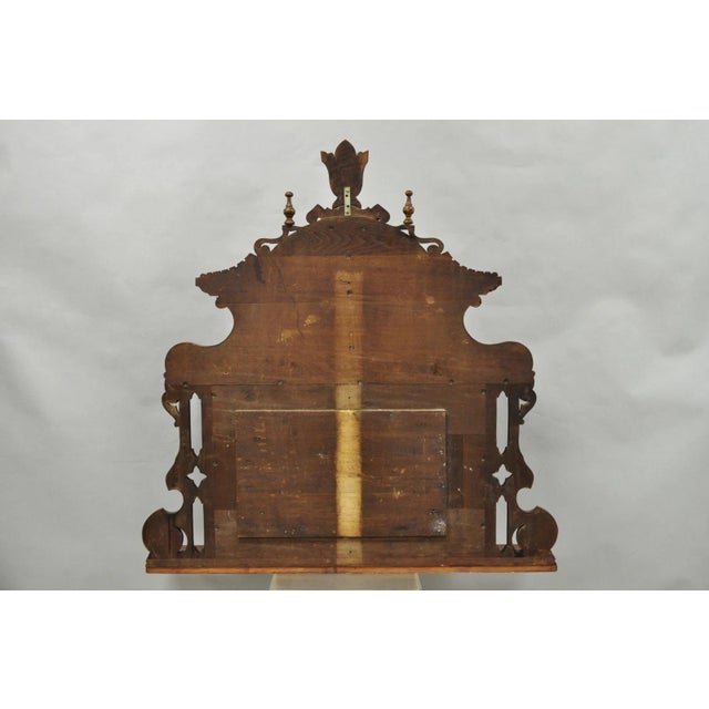 Antique Eastlake Victorian Carved Walnut Oval Mirror Sideboard Backsplash Shelf For Sale - Image 18 of 18
