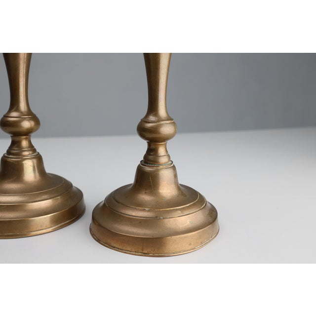 Rustic Antique French Copper Candlesticks, 1890s, Set of 2 For Sale - Image 3 of 11