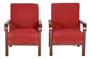 Set of Art Deco Walnut Armchairs, 1930s