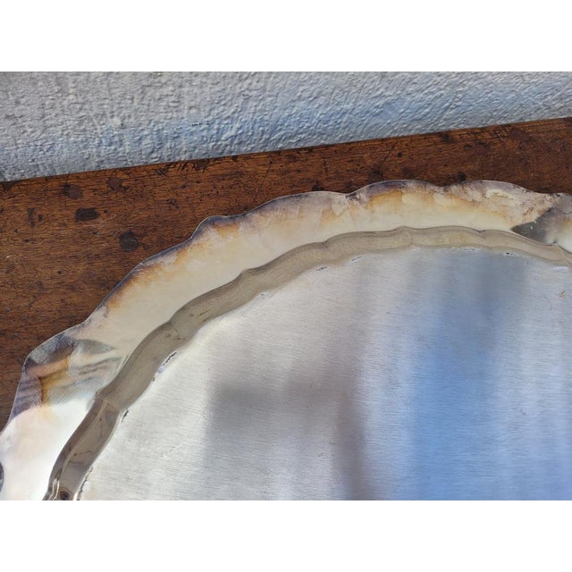 Antique Silver Metal Tray For Sale - Image 4 of 17