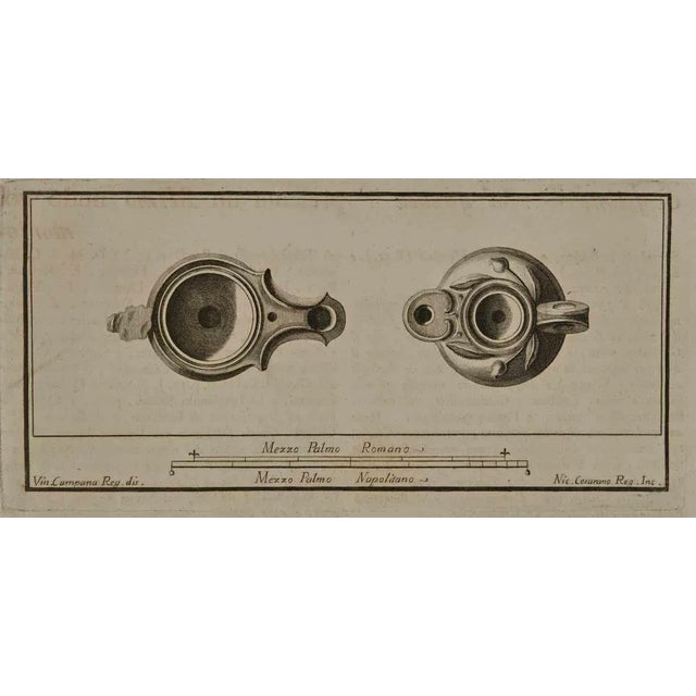 Ancient Roman Still Life from the series "Antiquities of Herculaneum", is an etching on paper realized by Nicola Cesarano...