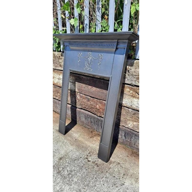 Antique Edwardian Cast Iron Mantel Surround with Classical Decoration For Sale - Image 4 of 13