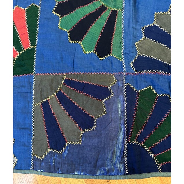 Red Antique Americana Quilt with Fan Motifs For Sale - Image 8 of 13