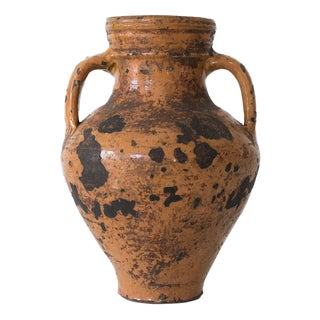 19th Century Terracotta Vase with Ochre Glaze For Sale