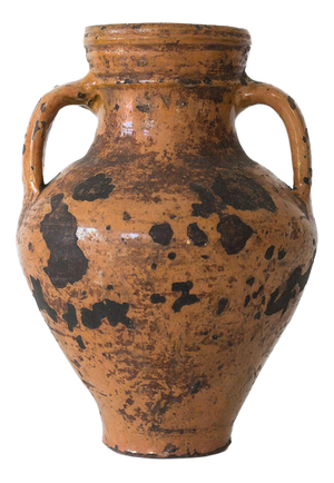 19th Century Terracotta Vase with Ochre Glaze