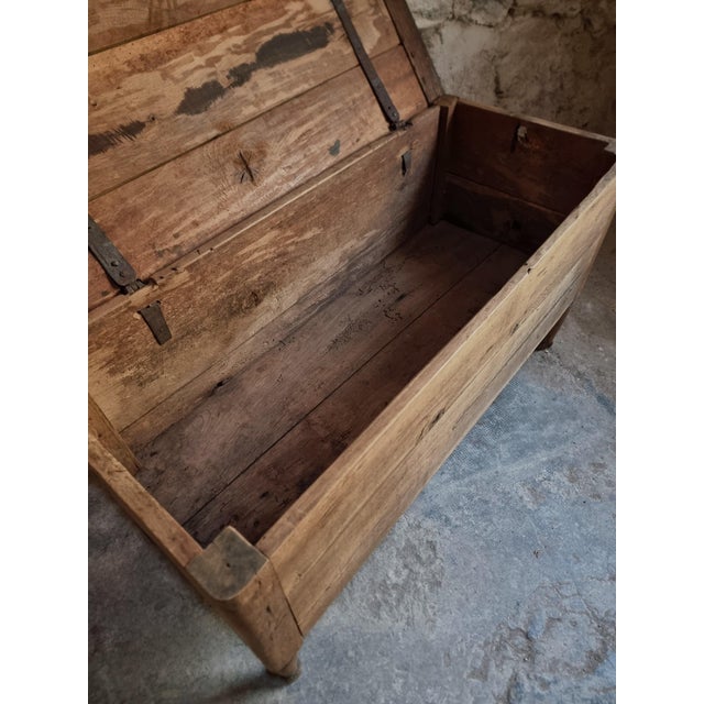 Wood Antique Early 19th Century French Oak Blanket Chest on Stand For Sale - Image 7 of 18