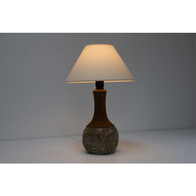 Brown Danish Modern Ceramic Table Lamp by Børge Christoffersen for Chris Haslev, 1960s For Sale - Image 8 of 17