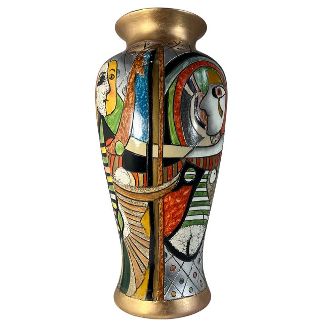 Mid-Century Modern 19 In. Tall Vintage Alexander Kalifano Picasso Inspired Vase Two Distinct Abstract Human Profiles. For Sale - Image 3 of 17
