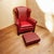 Vintage Red Leather Wingback Chair & Ottoman For Sale In Raleigh - Image 6 of 8