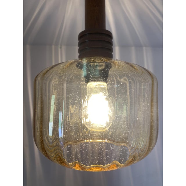 Mid-Century Modern Amber Glass Pendant Lamp, Yugoslavia, 1975 For Sale - Image 11 of 14