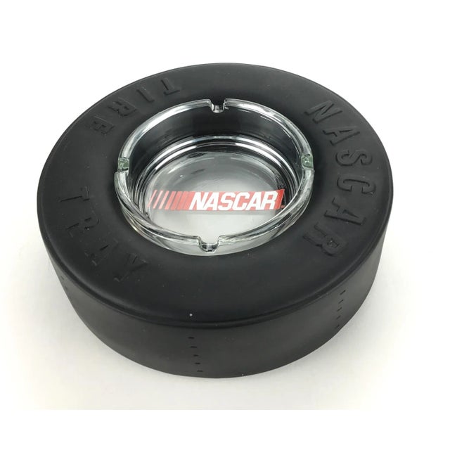 Very cool tire ashtray which has been lovingly stored away for decades. In gift giving condition for a lover of NASCAR....