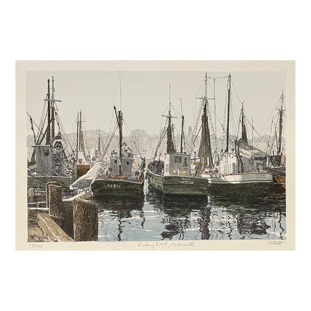John Collette Fishing Fleet Gloucester Lithograph For Sale