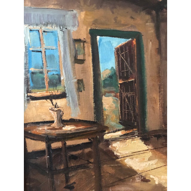 Wood Vintage Original Cottage Interior Oil Painting: Framed Farmhouse Art by Bjarne Landberg For Sale - Image 7 of 12