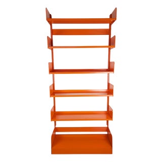 Orange Coral Steel Freestanding Congress Bookcase from Lips Vago, 1968 For Sale