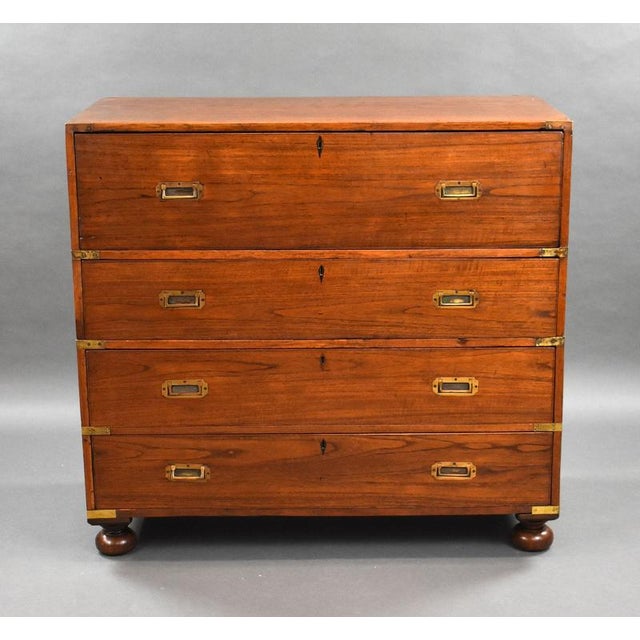 Victorian Teak Campaign Chest, 1870 For Sale - Image 10 of 12
