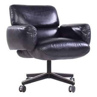Otto Zapf for Knoll Mid Century Black Leather Management Office Chair For Sale