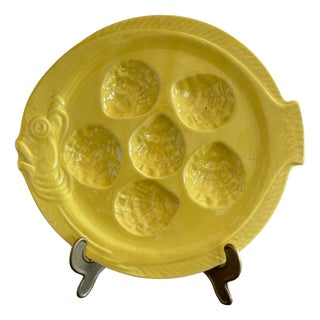 Vintage Oyster Plate in Yellow from Vallauris, 1950s For Sale