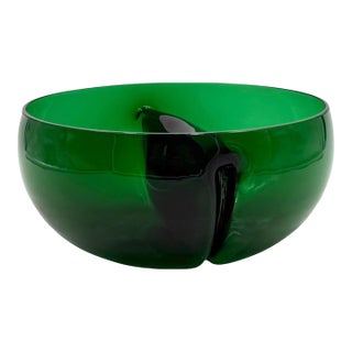 Mid-Century Green Glass Bowl / Centerpiece, Italy 1960s For Sale