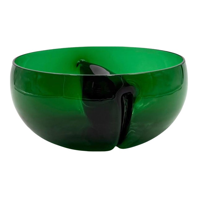 Mid-Century Green Glass Bowl / Centerpiece, Italy 1960s For Sale