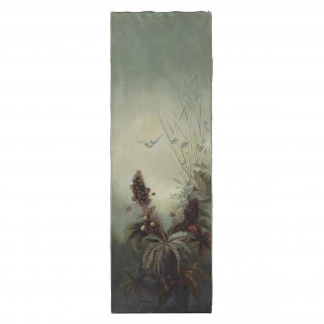 Antique Triptych of Flamingos In Tropical Landscape For Sale - Image 4 of 11