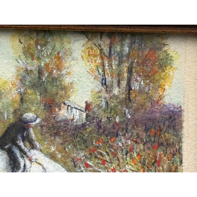 Framed 1920s w.c. Vincent Watercolor Painting Rider on White Horse Country River Scene For Sale - Image 4 of 7
