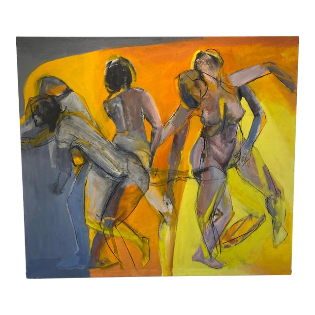 Orange and Gray Contemporary Figure Painting For Sale