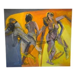 Orange and Gray Contemporary Figure Painting
