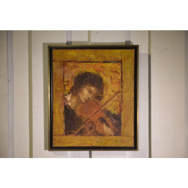 Michel Chemin, Woman with Violin, Partita in D Minor, 2003, Oil on Canvas For Sale - Image 4 of 7