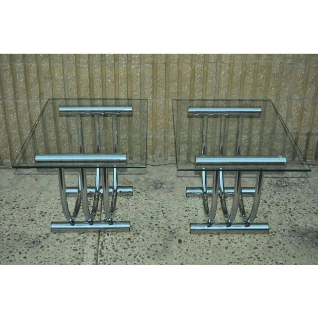 Mid 20th Century Vintage Mid Century Modern Romeo Rega Style Chrome Arch Side End Tables - A Pair For Sale - Image 5 of 12