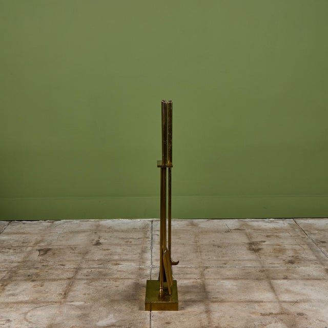 Metal Brass Fireplace Tool Set For Sale - Image 7 of 17
