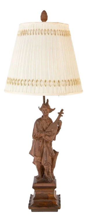 Early 20th Century French Chinoiserie Style Terracotta Musician Mounted as Lamp