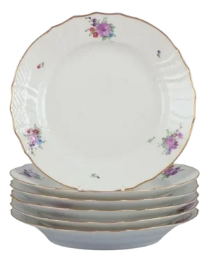 Saxon Flower Lunch Plates in Porcelain from Royal Copenhagen, Set of 6