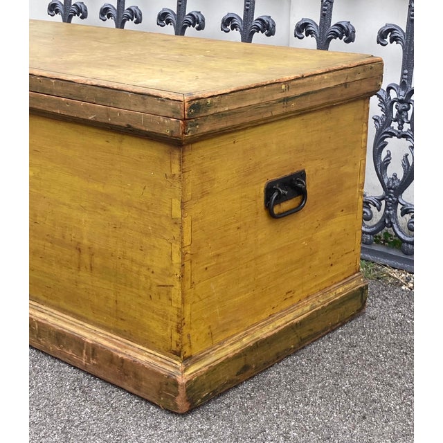 Victorian English Pine Trunk or Blanket Chest For Sale - Image 3 of 14