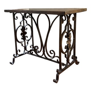 1920s Spanish Revival Iron Base Table or Bench For Sale