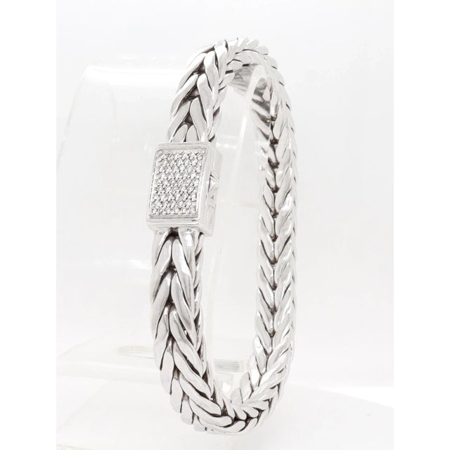 John Hardy 9mm Sterling Silver 'Icon' Chain Bracelet With Diamond Clasp For Sale - Image 12 of 17