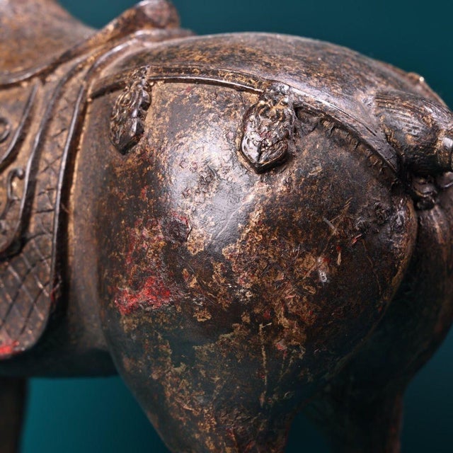Heavy Vintage Chinese Gilt Bronze Tang Style Horse Sculpture For Sale - Image 9 of 9