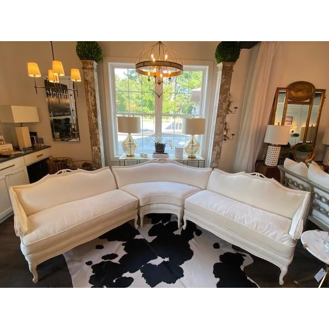 Stunning Vintage 3 Piece Sectional Sofa from the 1940's to 1950's. Sofa is newly painted and reupholstered in a white...