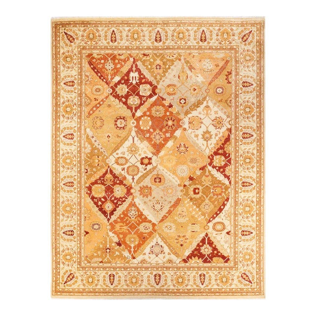 Eclectic Hand Knotted Area Rug, Ivory - 9' 1" x 12' 1" For Sale - Image 9 of 9