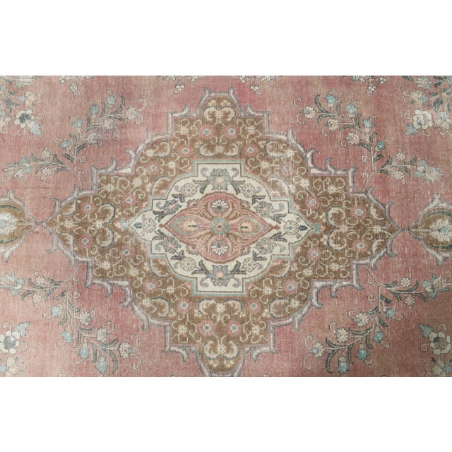 1970s Vintage Persian Handmade Wool Cotton Pink Area Rug For Sale - Image 11 of 11
