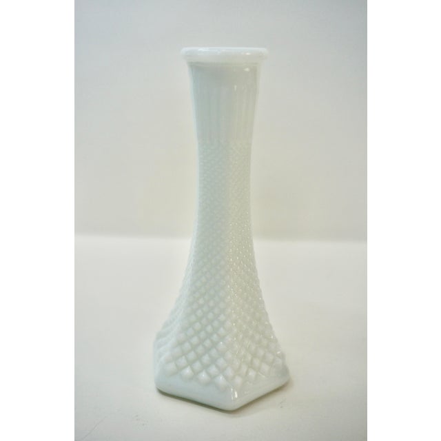 Vintage Mid-Century White Milk Glass Bud Vases - Pair For Sale - Image 4 of 5