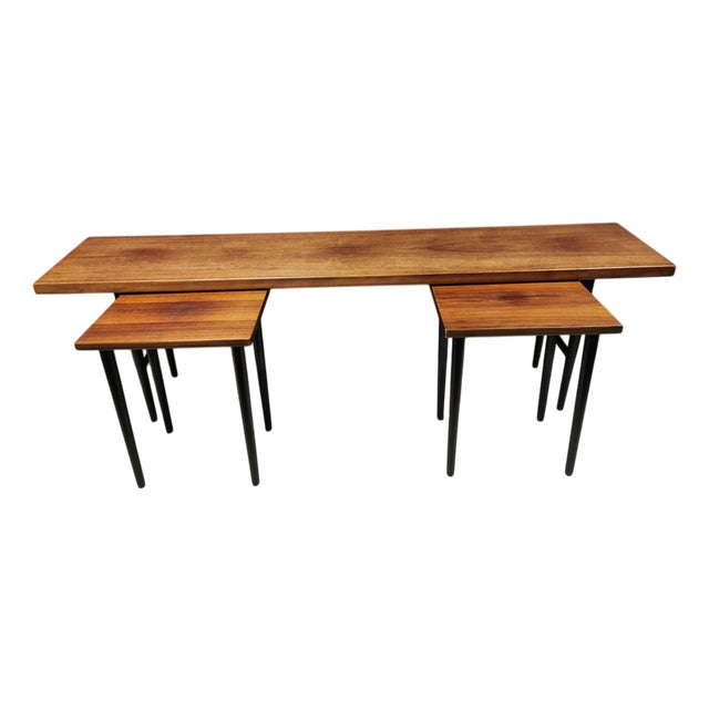 Rosewood Nesting Tables with Black Legs by Kurt Østervig for Jason Møbler, Denmark, 1960s, Set of 3 For Sale