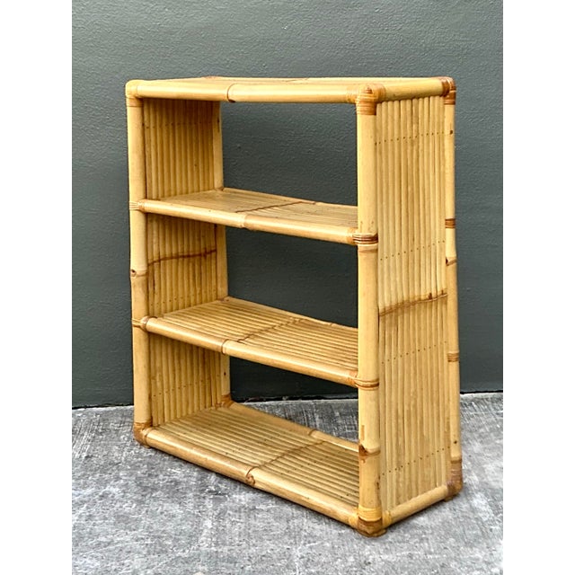 Khaki Vintage Bamboo Low Etagere For Sale - Image 8 of 12