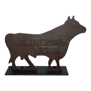 19th Century Cast Iron Bull Windmill Weight With Custom Made Cast Iron Base